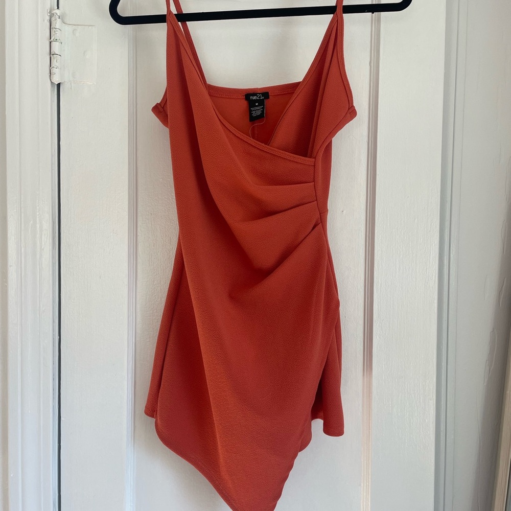 Salmon Asymmetrical Tight Romper